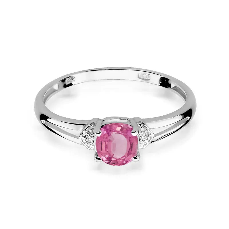 Goldring mit 0,65 ct Pinktopas und 0,01 ct Diamanten