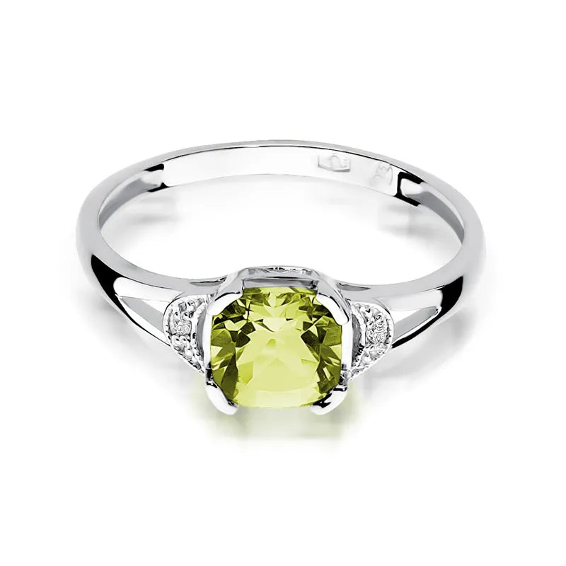 Goldring mit 1,00 ct Olivin und 0,01 ct Diamanten