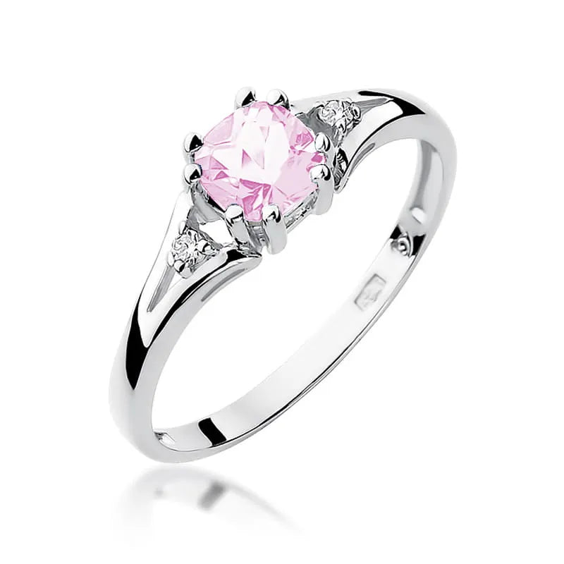 Goldring mit 0,65 ct Pinktopas und 0,029 ct Diamanten