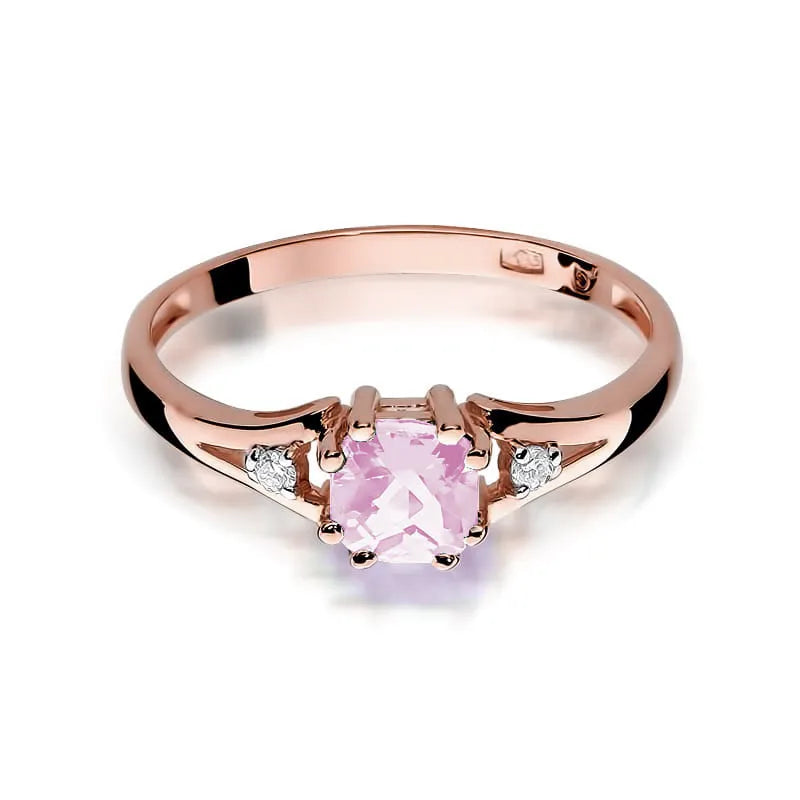 Goldring mit 0,65 ct Pinktopas und 0,029 ct Diamanten