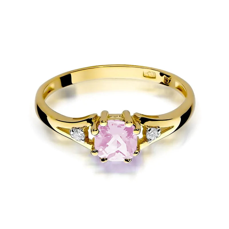 Goldring mit 0,65 ct Pinktopas und 0,029 ct Diamanten