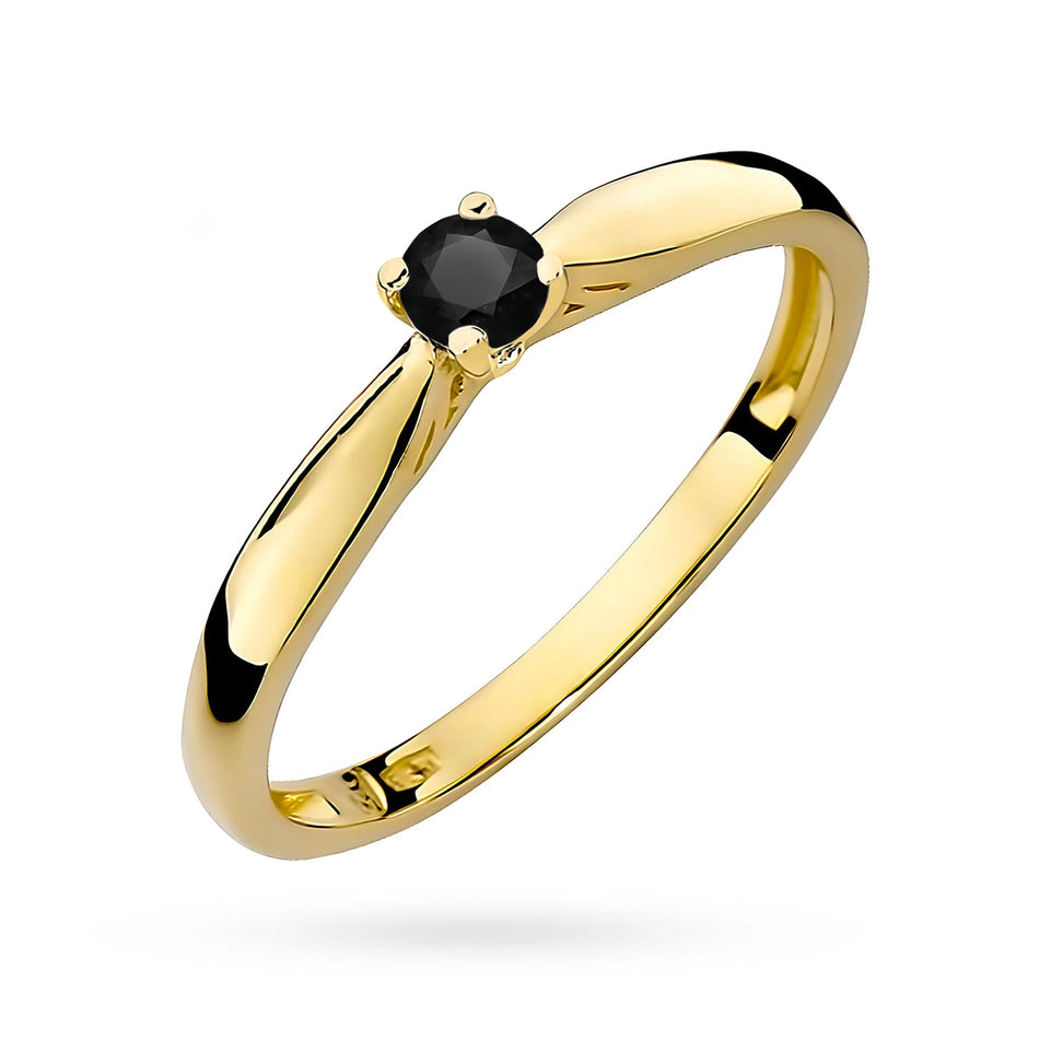 Gold Ring with Black Zirconia