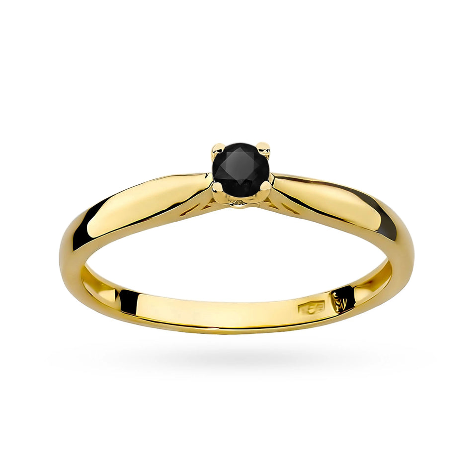 Gold Ring with Black Zirconia