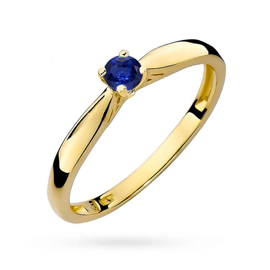 Gold Ring with Dark Blue Zirconia