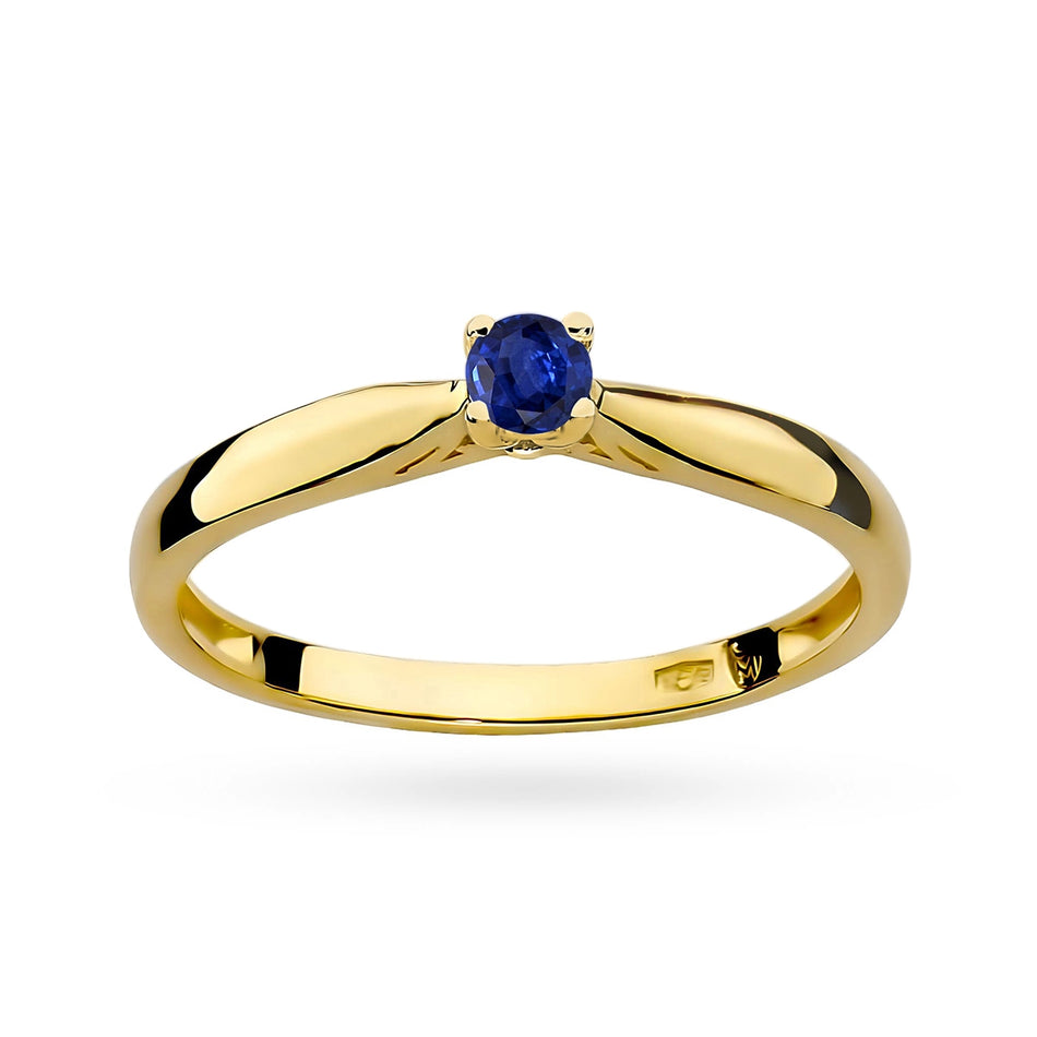 Gold Ring with Dark Blue Zirconia