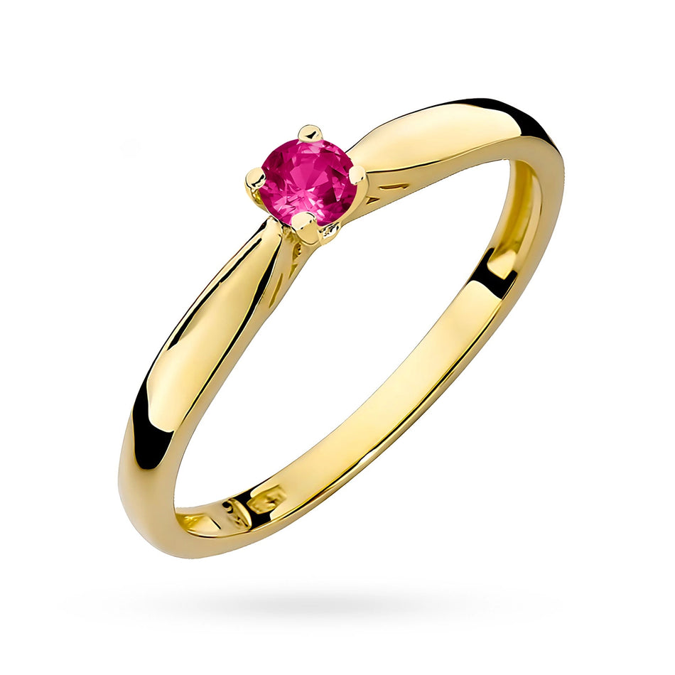 Gold Ring with Red Zirconia
