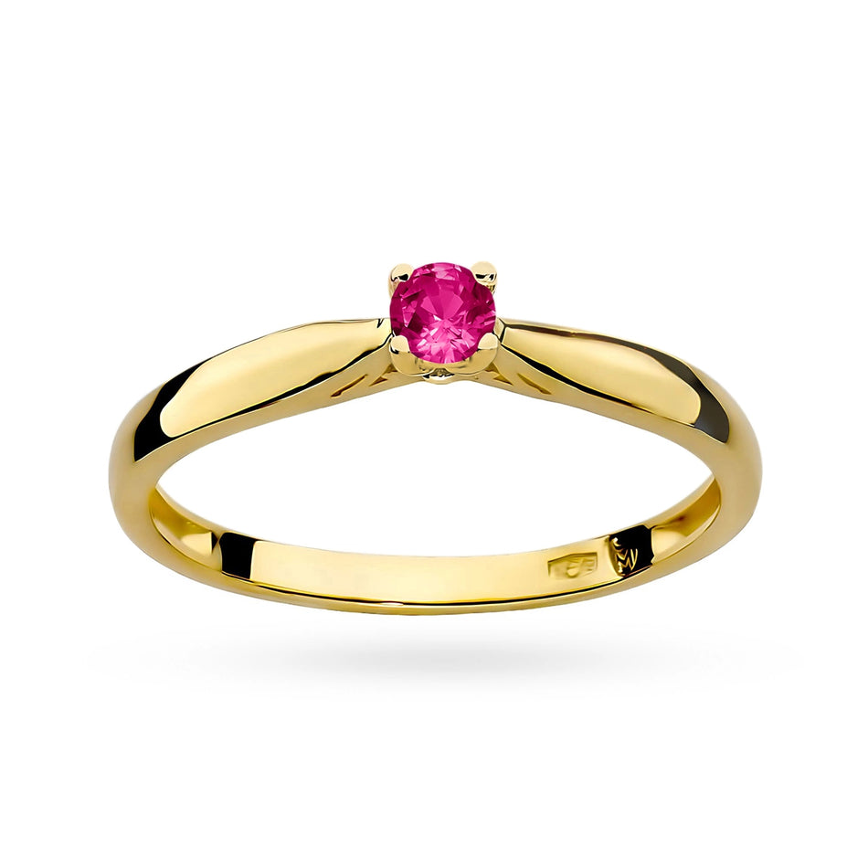Gold Ring with Red Zirconia