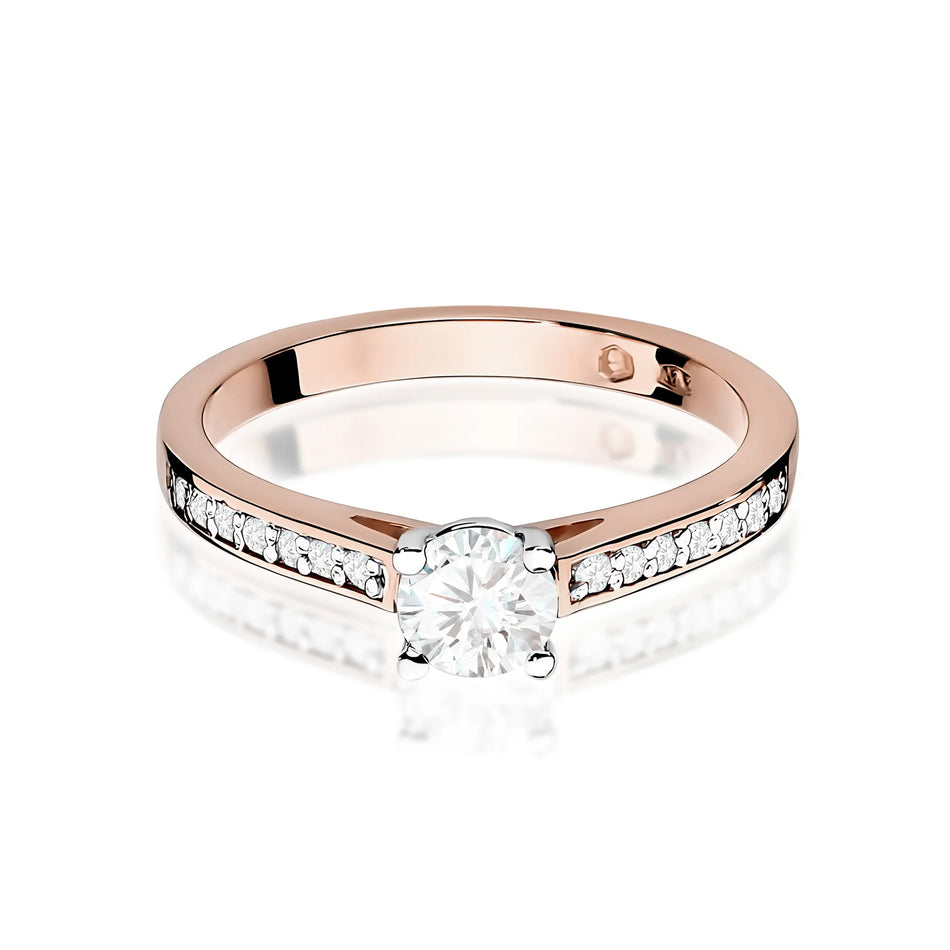 Gold Ring with 0.50ct and 0.12ct Lab-diamonds