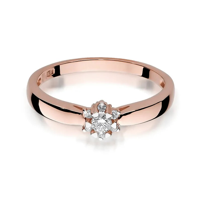 Goldring mit 0,10 ct und 0,052 ct Diamanten