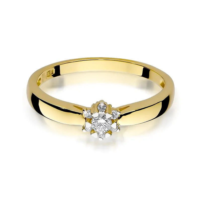 Goldring mit 0,10 ct und 0,052 ct Diamanten