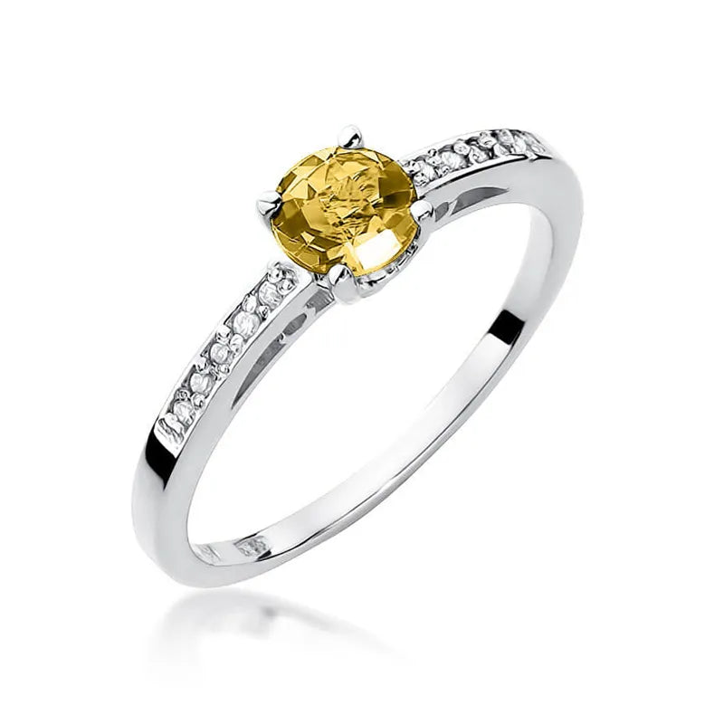 Goldring mit 0,50 ct Citrin und 0,05 ct Diamanten