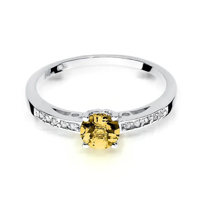 Goldring mit 0,50 ct Citrin und 0,05 ct Diamanten