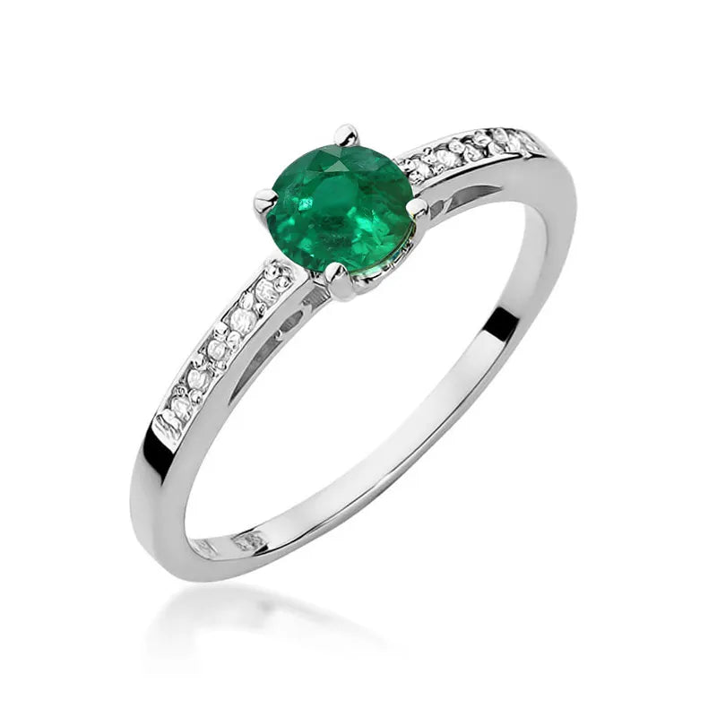 Goldring mit 0,50 ct Smaragd und 0,05 ct Diamanten