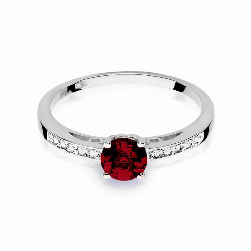 Goldring mit 0,60 ct Granat und 0,05 ct Diamanten