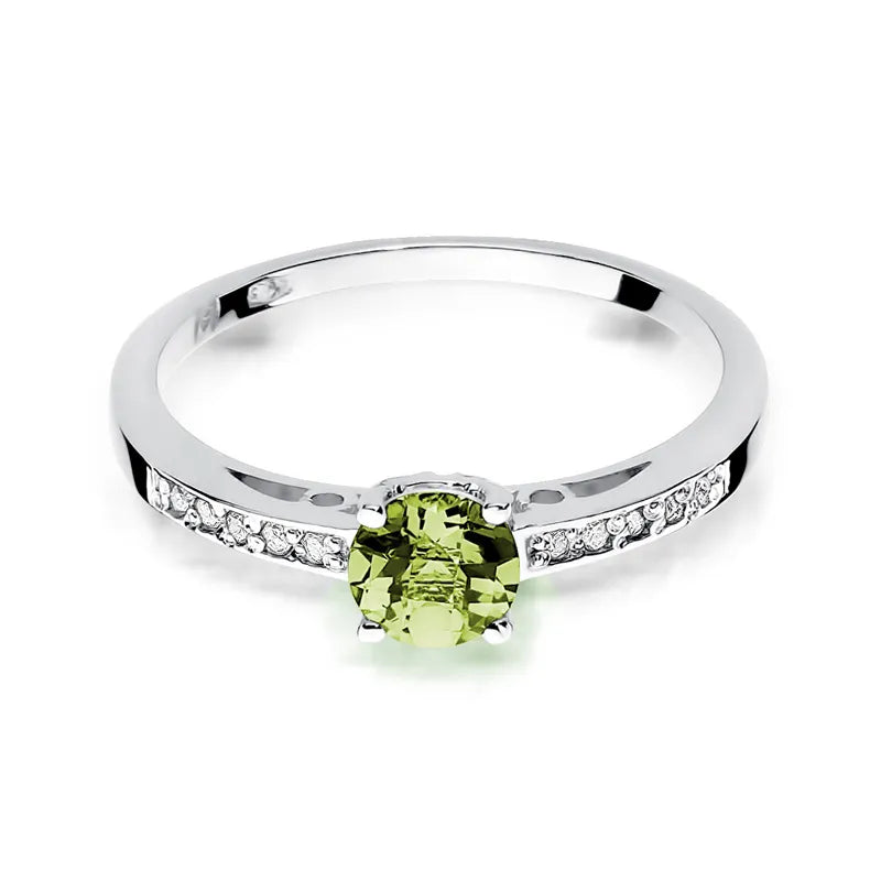 Goldring mit 0,60 ct Olivin und 0,05 ct Diamanten