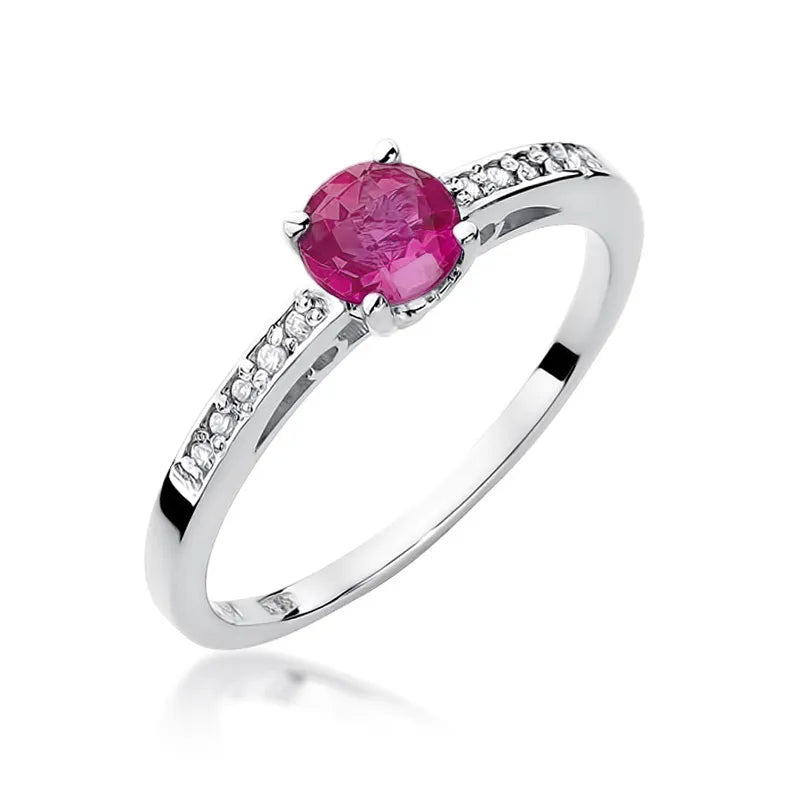 Goldring mit 0,60 ct Rubin und 0,05 ct Diamanten