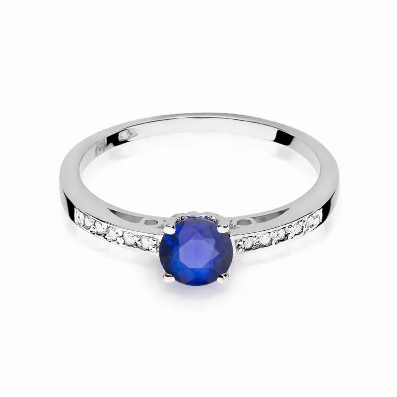 Goldring mit 0,50 ct Saphir und 0,05 ct Diamanten