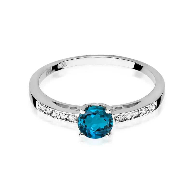 Goldring mit 0,50 ct Topas London Blue und 0,05 ct Diamanten