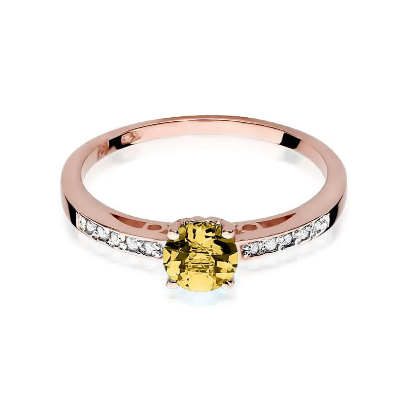 Goldring mit 0,50 ct Citrin und 0,05 ct Diamanten