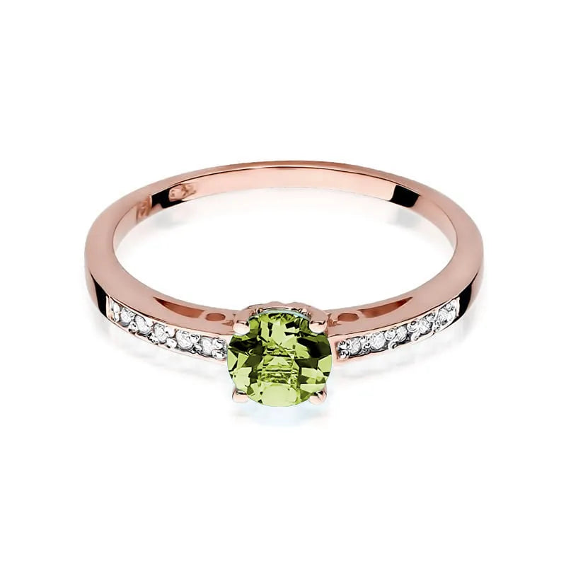 Goldring mit 0,60 ct Olivin und 0,05 ct Diamanten