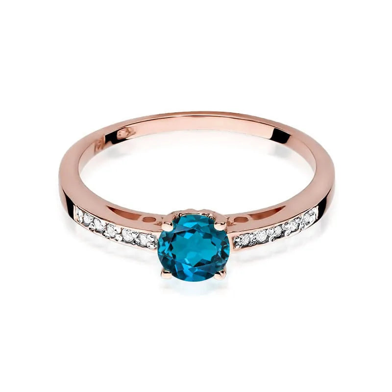 Goldring mit 0,50 ct Topas London Blue und 0,05 ct Diamanten