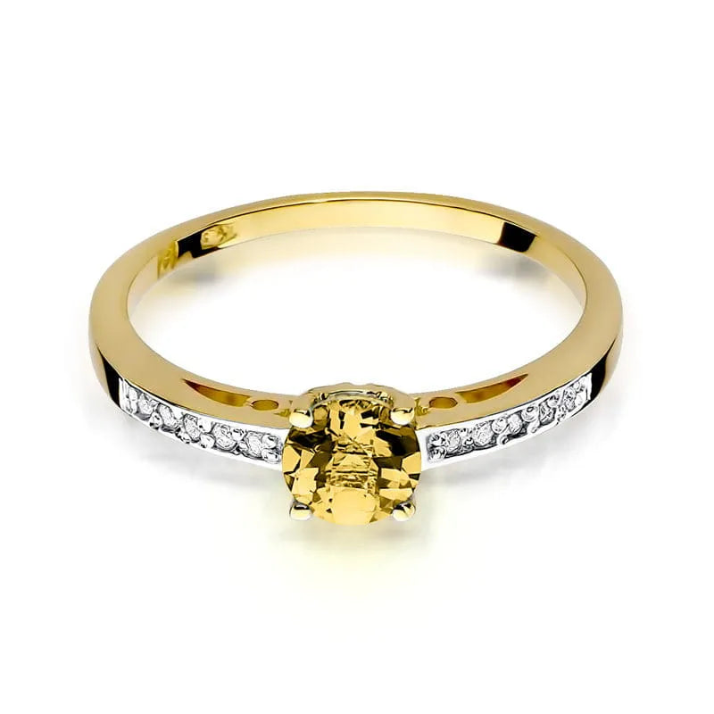 Goldring mit 0,50 ct Citrin und 0,05 ct Diamanten