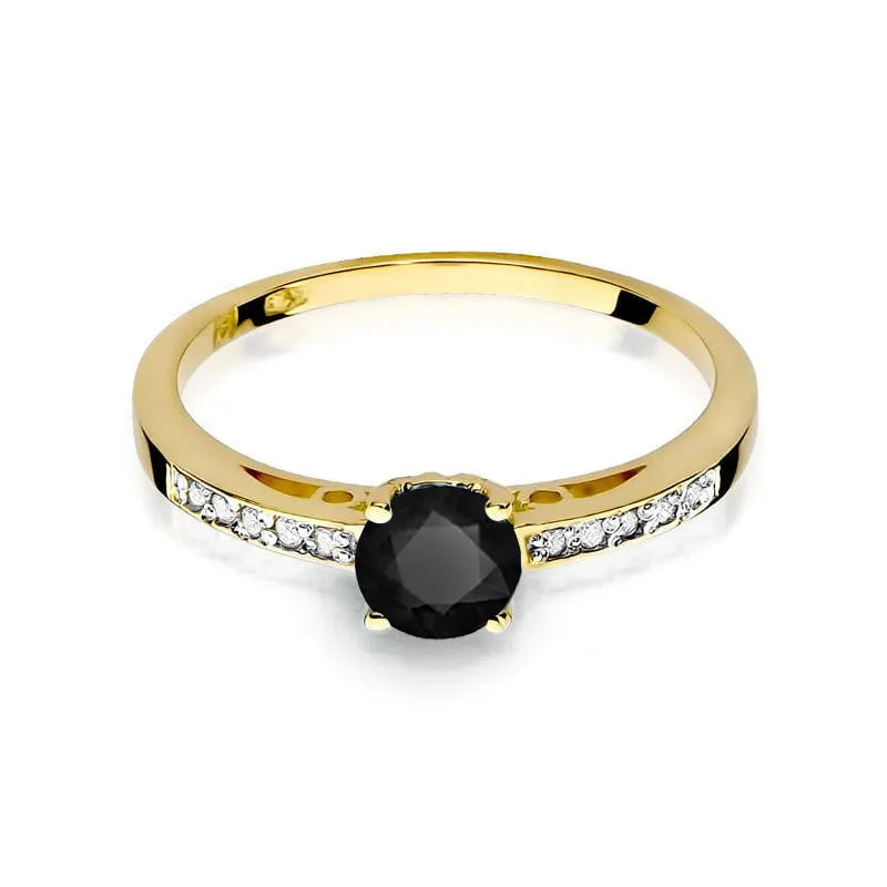 Gold Ring with 0.50ct Black diamond and 0.05ct Diamonds