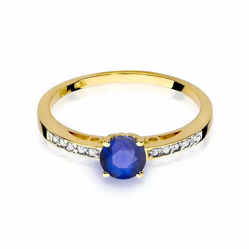 Goldring mit 0,50 ct Saphir und 0,05 ct Diamanten