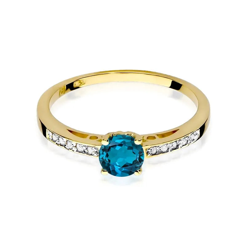 Goldring mit 0,50 ct Topas London Blue und 0,05 ct Diamanten