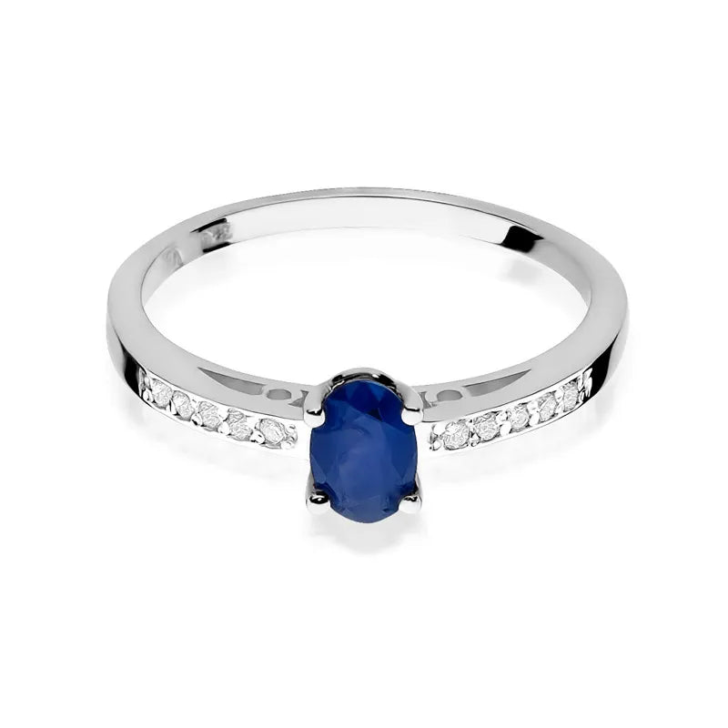 Goldring mit 0,70 ct Saphir und 0,05 ct Diamanten