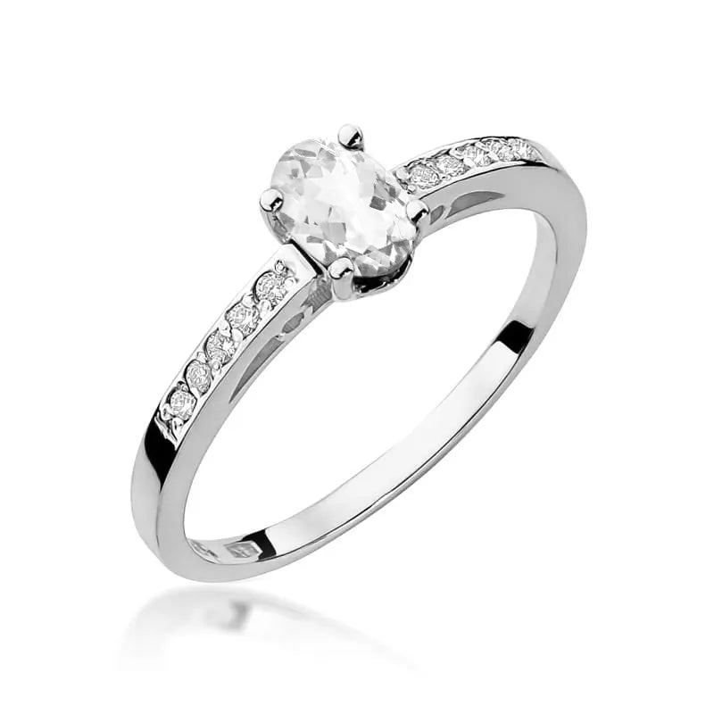 Goldring mit 0,50 ct weißem Saphir und 0,05 ct Diamanten