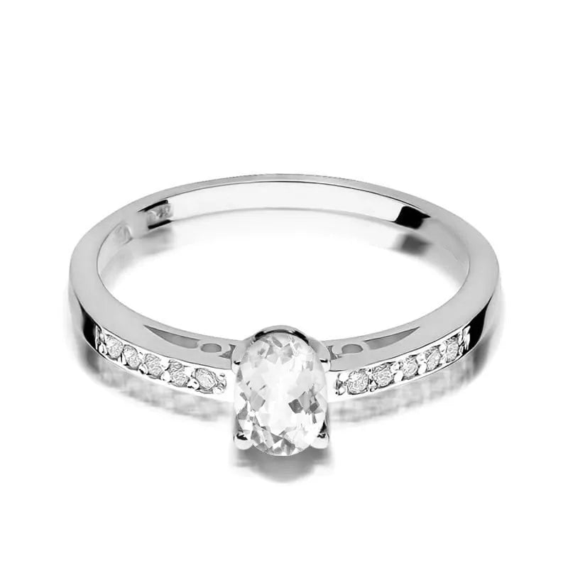 Goldring mit 0,50 ct weißem Saphir und 0,05 ct Diamanten