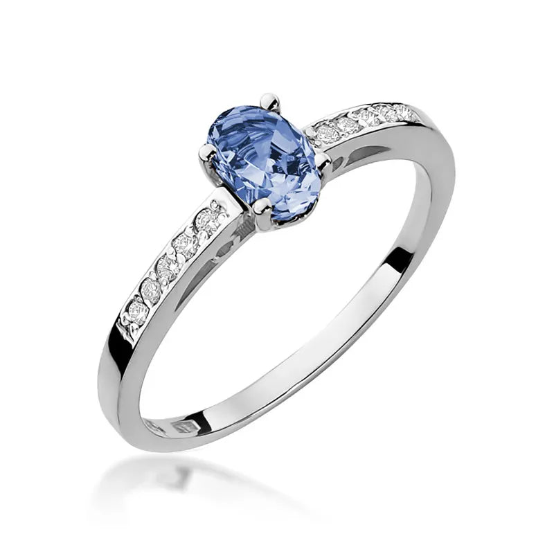 Goldring mit 0,40 ct Tansanit und 0,05 ct Diamanten