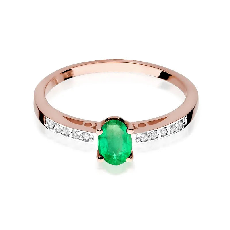 Gold Ring with 0.40ct Emerald and 0.05ct Diamonds