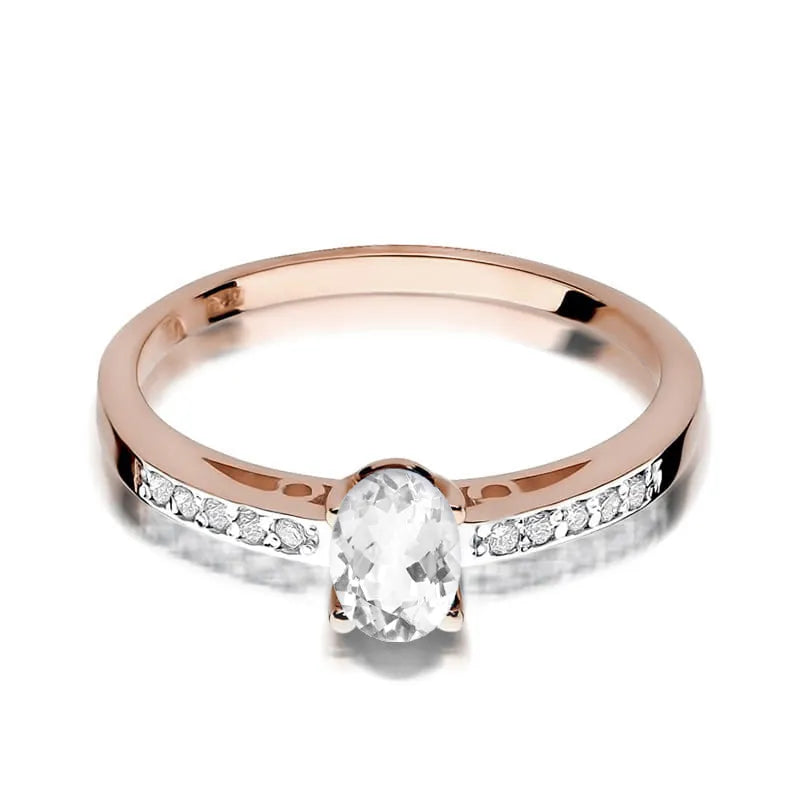 Gold Ring with 0.50ct White sapphire and 0.05ct Diamonds