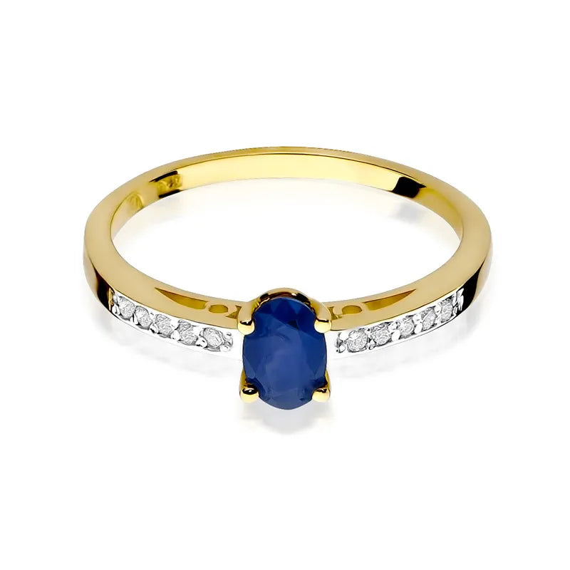 Goldring mit 0,70 ct Saphir und 0,05 ct Diamanten