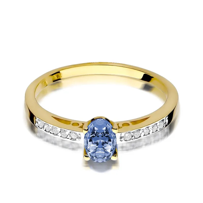 Goldring mit 0,40 ct Tansanit und 0,05 ct Diamanten