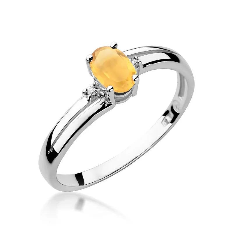 Goldring mit 0,60 ct Citrin und 0,029 ct Diamanten