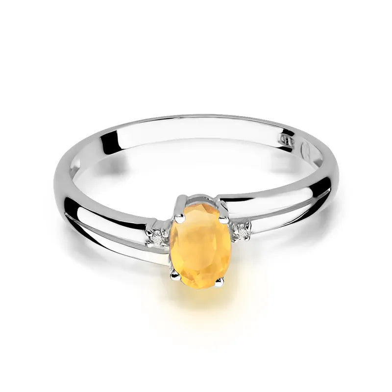 Goldring mit 0,60 ct Citrin und 0,029 ct Diamanten