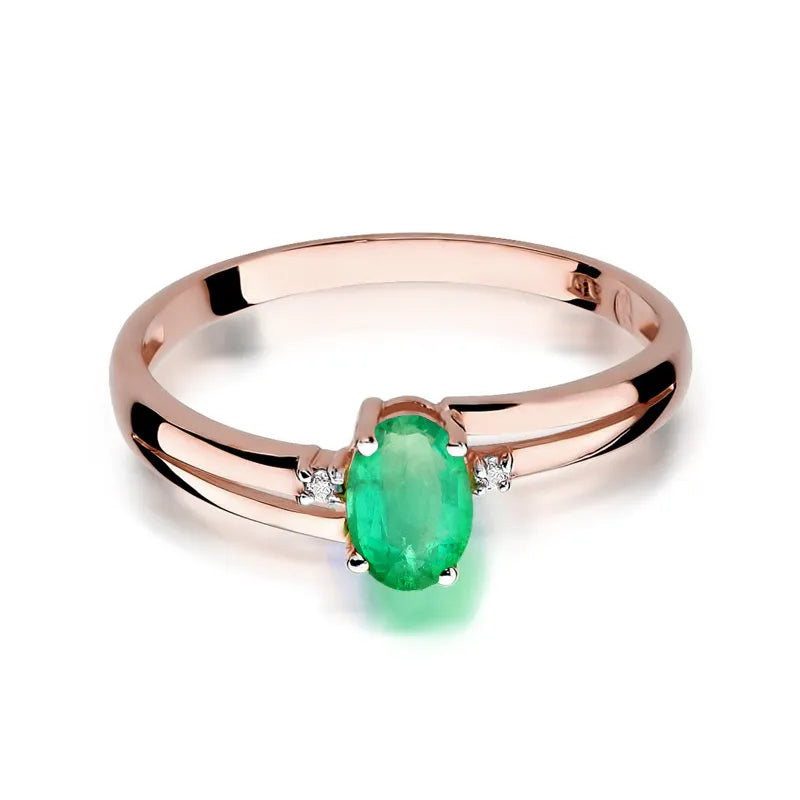 Gold Ring with 0.40ct Emerald and 0.029ct Diamonds