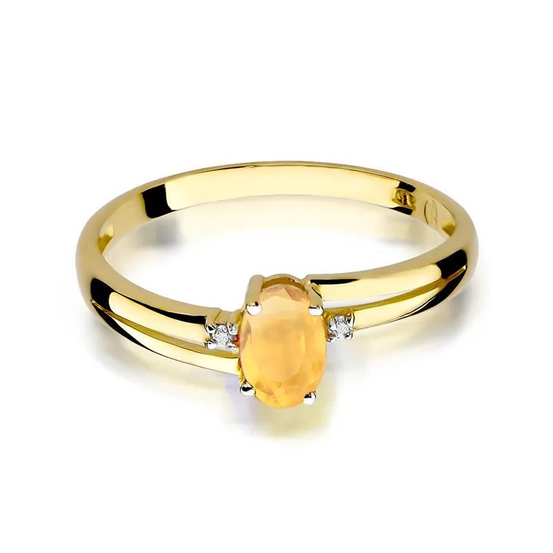 Gold Ring with 0.60ct Citrin and 0.029ct Diamonds