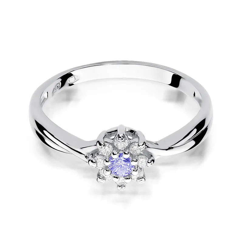 Goldring mit 0,15 ct Tansanit und Diamanten