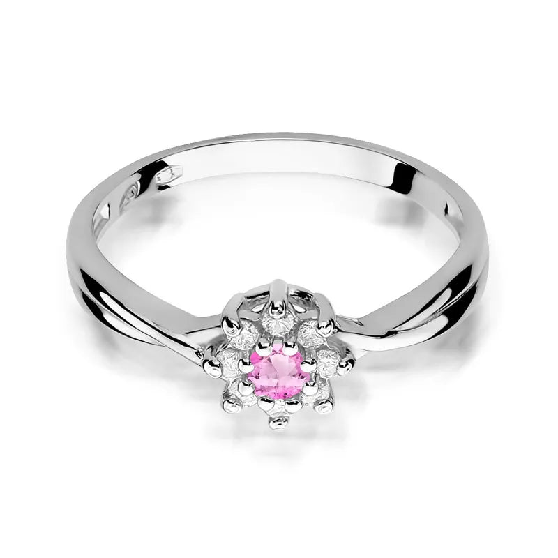 Goldring mit 0,13 ct Pinktopas und 0,116 ct Diamanten