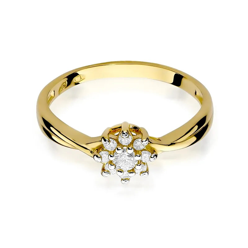 Goldring mit 0,10 ct Diamant und Diamanten