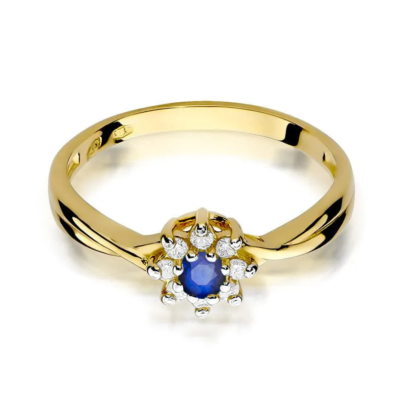 Goldring mit 0,15 ct Saphir und Diamanten