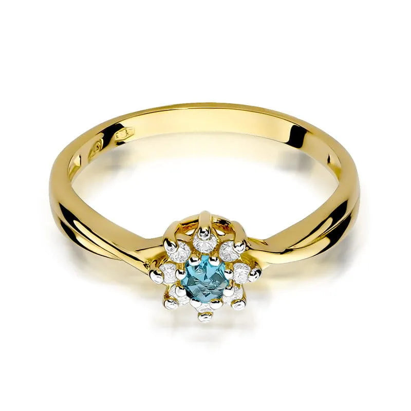 Goldring mit 0,15 ct Topas und Diamanten