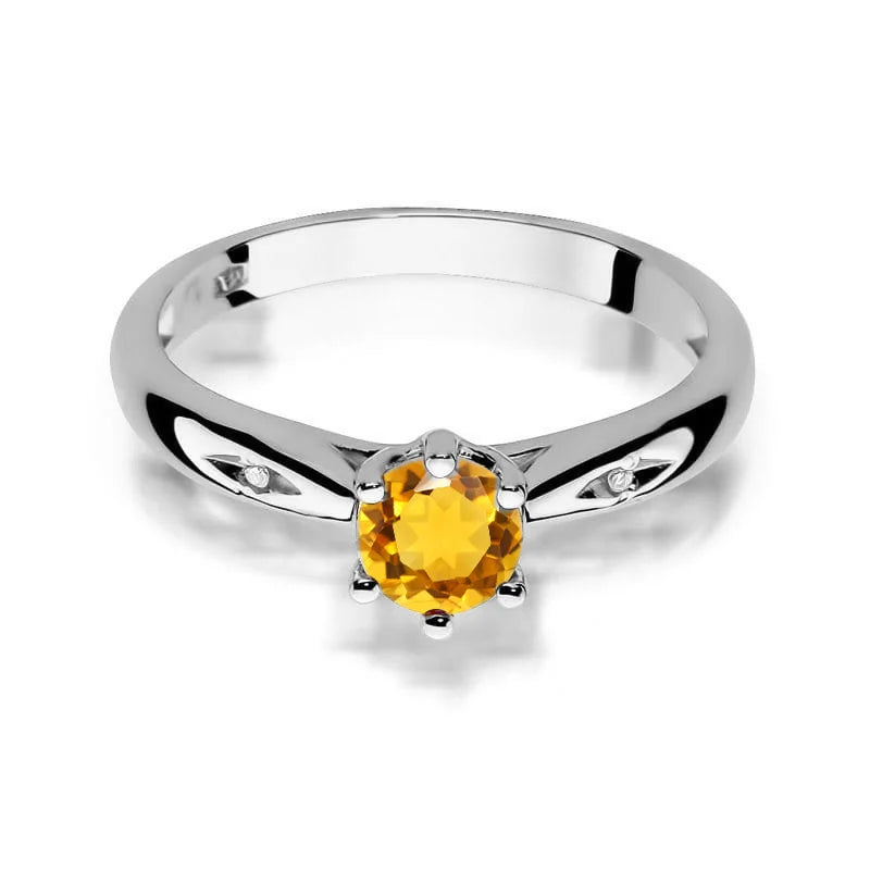 Gold Ring with 0.50ct Citrin and Diamonds