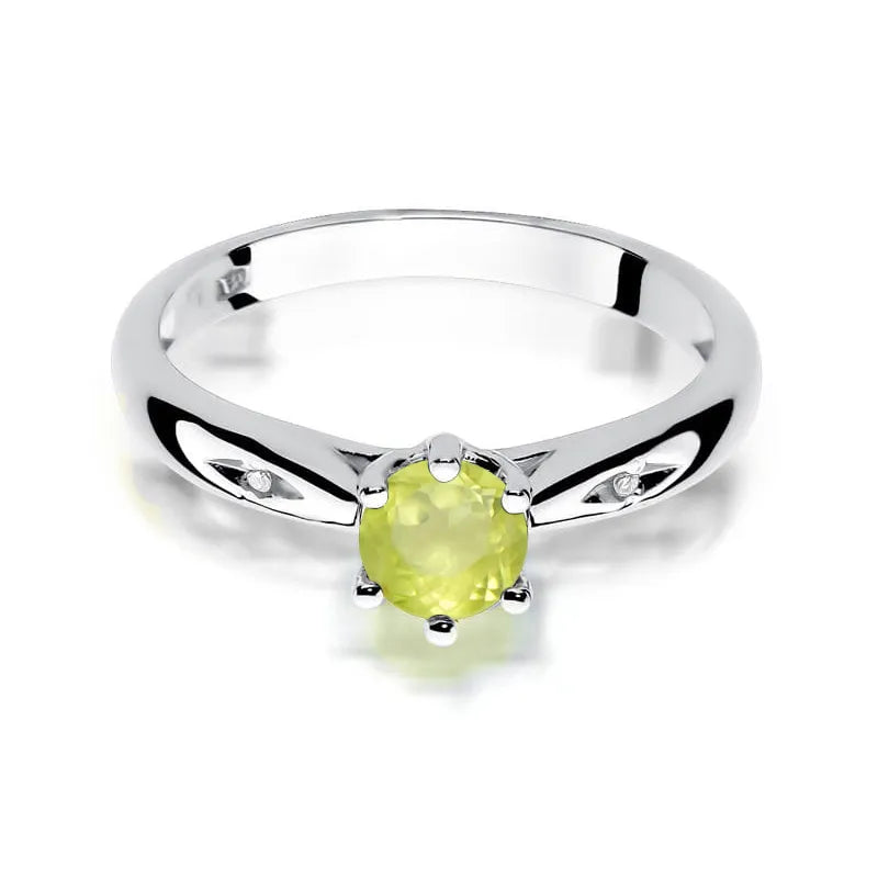 Goldring mit 0,60 ct Olivin und Diamanten