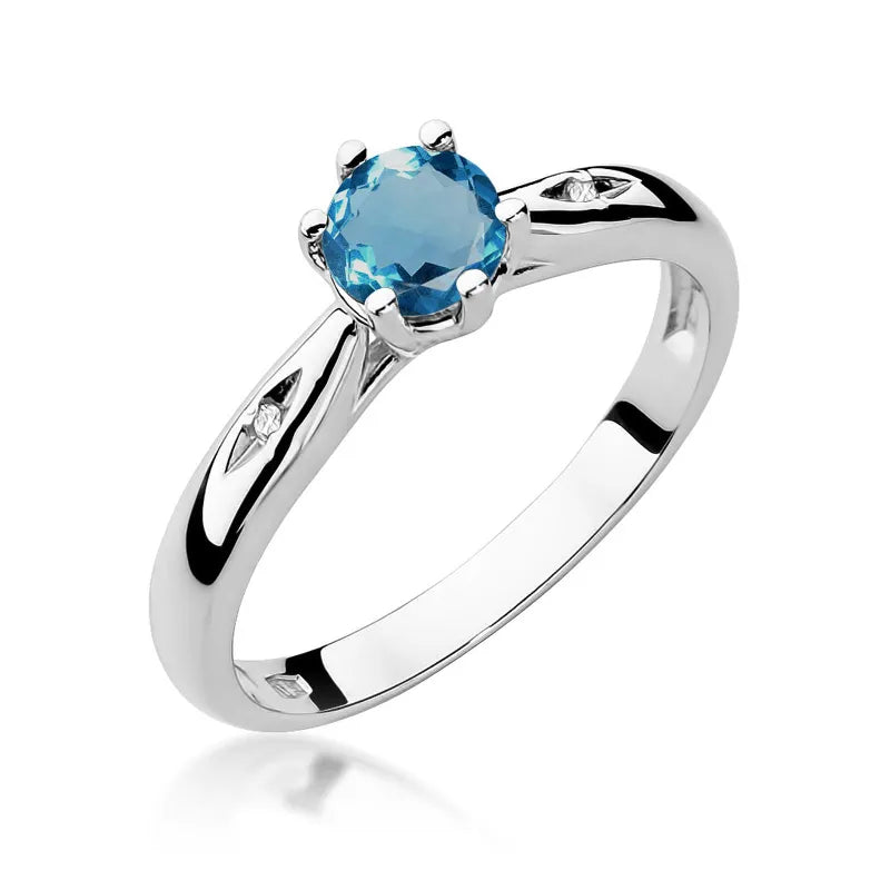 Goldring mit 0,50 ct Topas London Blue und 0,01 ct Diamanten