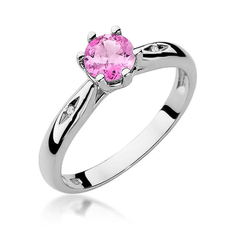Goldring mit 0,60 ct Pinktopas und 0,01 ct Diamanten